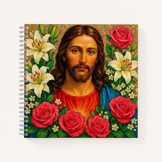 Colorful Jesus Floral Notebook. Notizblock (Vorderseite)