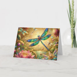 Colorful Jeweled Dragonfly Birthday Card Feiertagskarte