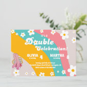 Colorful Joint Daisy Birthday Party Groovy Einladung (Stehend Vorderseite)