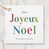 Colorful Joyeux Weihnachten Französisch Weihnachte Geschenkanhänger (Vorderseite)