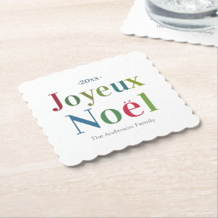 Colorful Joyeux Weihnachten Französisch Weihnachte Untersetzer