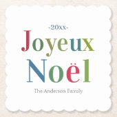 Colorful Joyeux Weihnachten Französisch Weihnachte Untersetzer (Vorderseite)