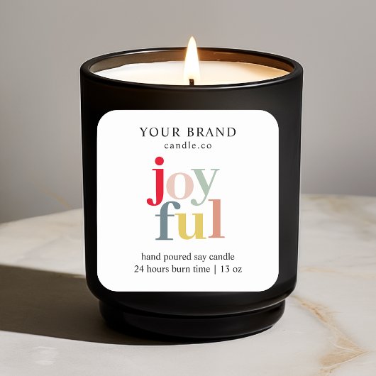 "Colorful ‘Joyful Festive Holiday Candle Quadratischer Aufkleber