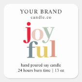 "Colorful ‘Joyful Festive Holiday Candle Quadratischer Aufkleber (Vorderseite)