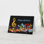 Colorful Jumbled Music Notes Happy Birthday Karte (Vorderseite)