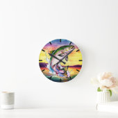 Colorful Jumping Rainbow Trout Clock Runde Wanduhr (Zuhause)
