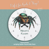 Colorful Jumping Spider Kid's Room  Runde Wanduhr