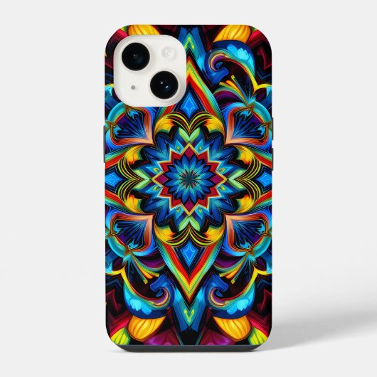Colorful Kaleidoscope Mandala iPhone 14 Fall Hülle (Rückseite)