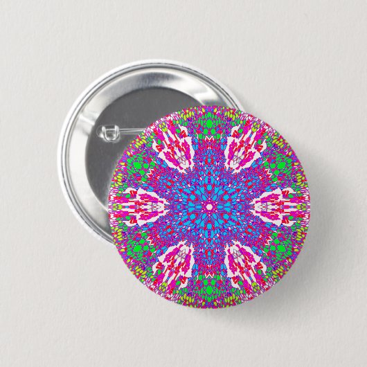 Colorful Kaleidoscope Pattern: Button (Vorne & Hinten)