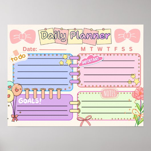 colorful kawaii daily planner poster (Vorne)