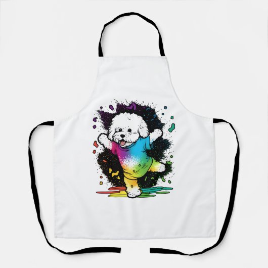 Colorful Kawaii Dancing Bichon Schürze (Vorderseite)