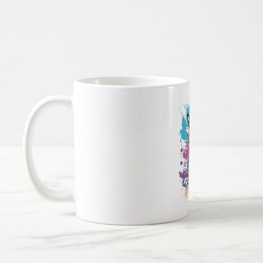 Colorful Kawaii Dancing Boston Terrier Kaffeetasse (Links)