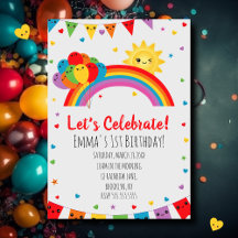 Colorful Kawaii Kids Rainbow Birthday Party