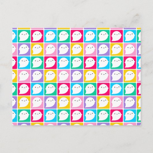 Colorful Kawaii Little Ghosts Postkarte (Vorderseite)