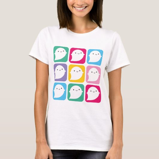 Colorful Kawaii Little Ghosts T-Shirt (Vorderseite)