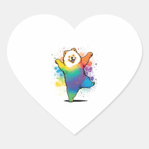Colorful Kawaii Tanzen Chow Chow Herz-Aufkleber