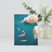 Colorful Kayaks on the Blue Adriatic Sea Postkarte (Stehend Vorderseite)