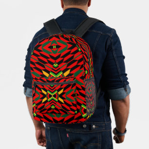Colorful Kente Red Bedruckter Rucksack