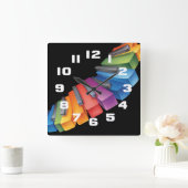 Colorful Keyboard Cool Music Quadratische Wanduhr (Zuhause)