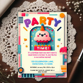 Colorful Kids Birthday Party Invitation Postkarte