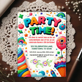 Colorful Kids Birthday Party Invitation Postkarte