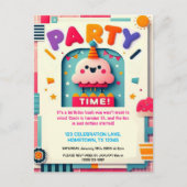 Colorful Kids Birthday Party Invitation Postkarte (Vorderseite)