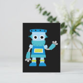 Colorful Kids Blue Robot Postkarte (Stehend Vorderseite)