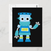 Colorful Kids Blue Robot Postkarte (Vorne/Hinten)