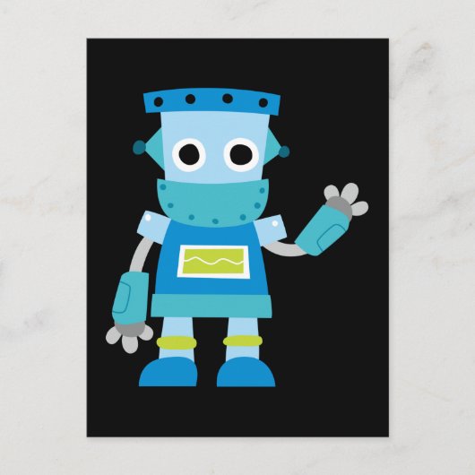 Colorful Kids Blue Robot Postkarte (Vorderseite)