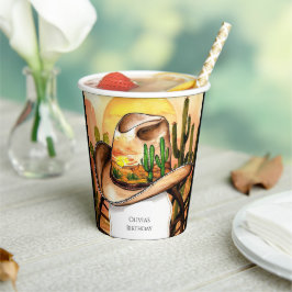 Colorful Kids Cowboy Birthday Pappbecher