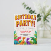 Colorful Kid's Dinosaur Birthday Party Postkarte (Stehend Vorderseite)