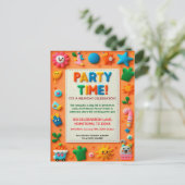 Colorful Kids Felt Birthday Party Invitation Postkarte (Stehend Vorderseite)