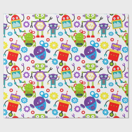 Colorful Kids Robot Geschenkpapier (Flach)