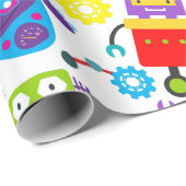 Colorful Kids Robot Geschenkpapier (Rolleneckpunkt)