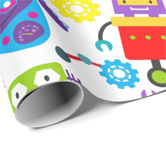 Colorful Kids Robot Geschenkpapier (Rolleneckpunkt)