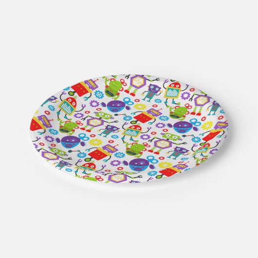 Colorful Kids Robot Pappteller (Schrägansicht)