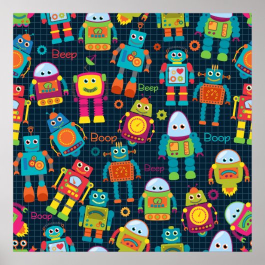 Colorful Kids Robot Poster (Vorne)
