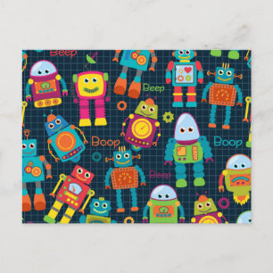 Colorful Kids Robot Postkarte
