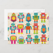 Colorful Kids Robot Postkarte (Vorne/Hinten)