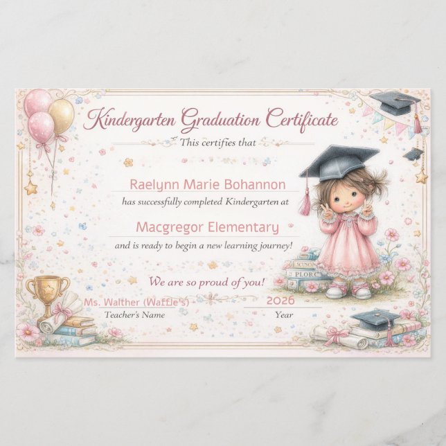 Colorful Kindergarten Graduation Certificate  (Vorderseite)