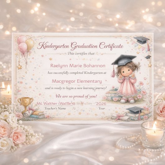 Colorful Kindergarten Graduation Certificate  Fotodruck