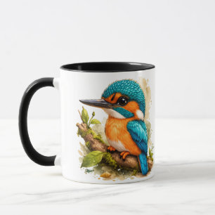 Colorful Kingfisher Bird Watercolor Coffee Mug Tasse