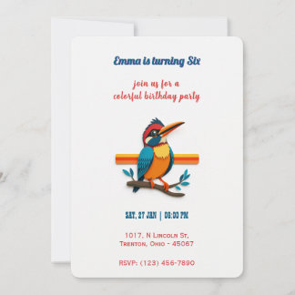 Colorful Kingfisher Birthday Card - Naturthema Einladung