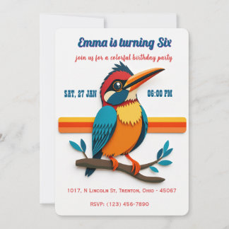 Colorful Kingfisher Birthday Card - Naturthema Einladung