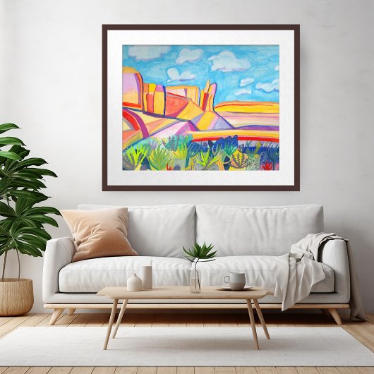 Colorful Kitchen Mesa Wacky Watercolor Landscape Poster