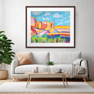 Colorful Kitchen Mesa Wacky Watercolor Landschaft Poster