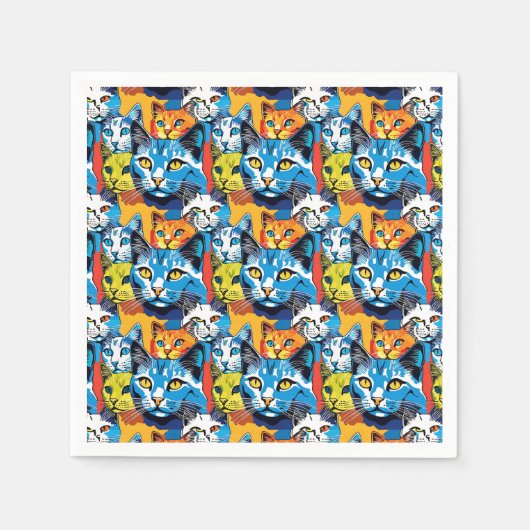 Colorful Kitesurf Pop Art Cat Pattern Serviette (Vorderseite)