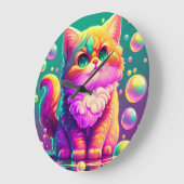 Colorful Kitten Große Wanduhr (Winkel)