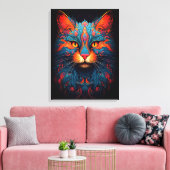 Colorful Kitty Cat Animal Psychedelic Fantasy Art Leinwanddruck (Insitu (Wohnzimmer))