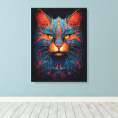 Colorful Kitty Cat Animal Psychedelic Fantasy Art Leinwanddruck (Insitu (Holzboden))